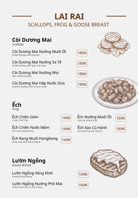 Menu hải sản tươi sống kèm bảng giá - Lalasea Bistro